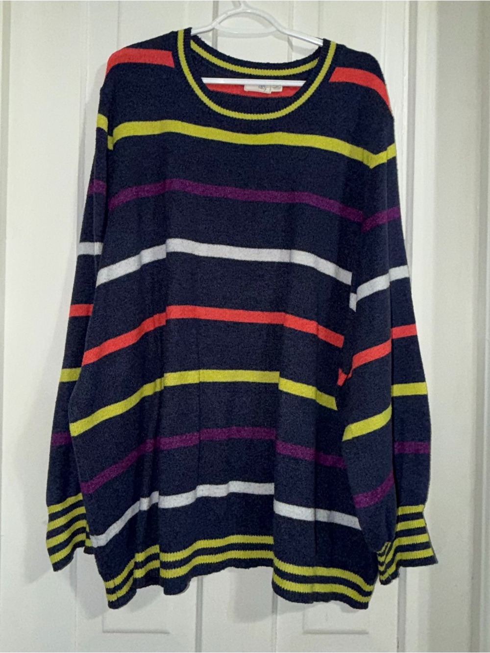 Women's plus size 4X Striped Crewneck Sweater Stripes shirt top